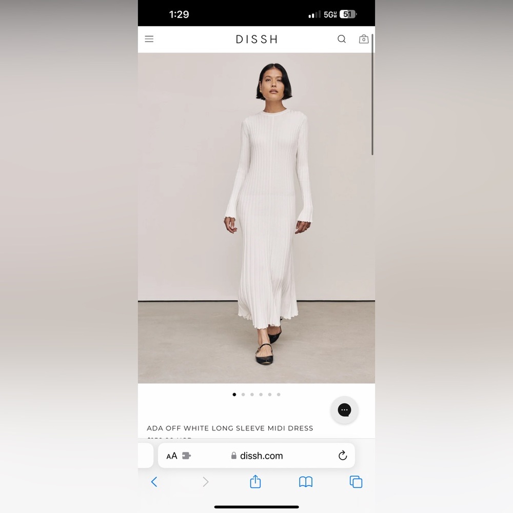 DISSH - ADA OFF WHITE LONG SLEEVE MIDI DRESS